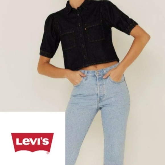 Levi's Tops - 🌟NWT🌟Levi's Women's Alice Very Cropped Short Sleeve Denim  Shirt Size XS